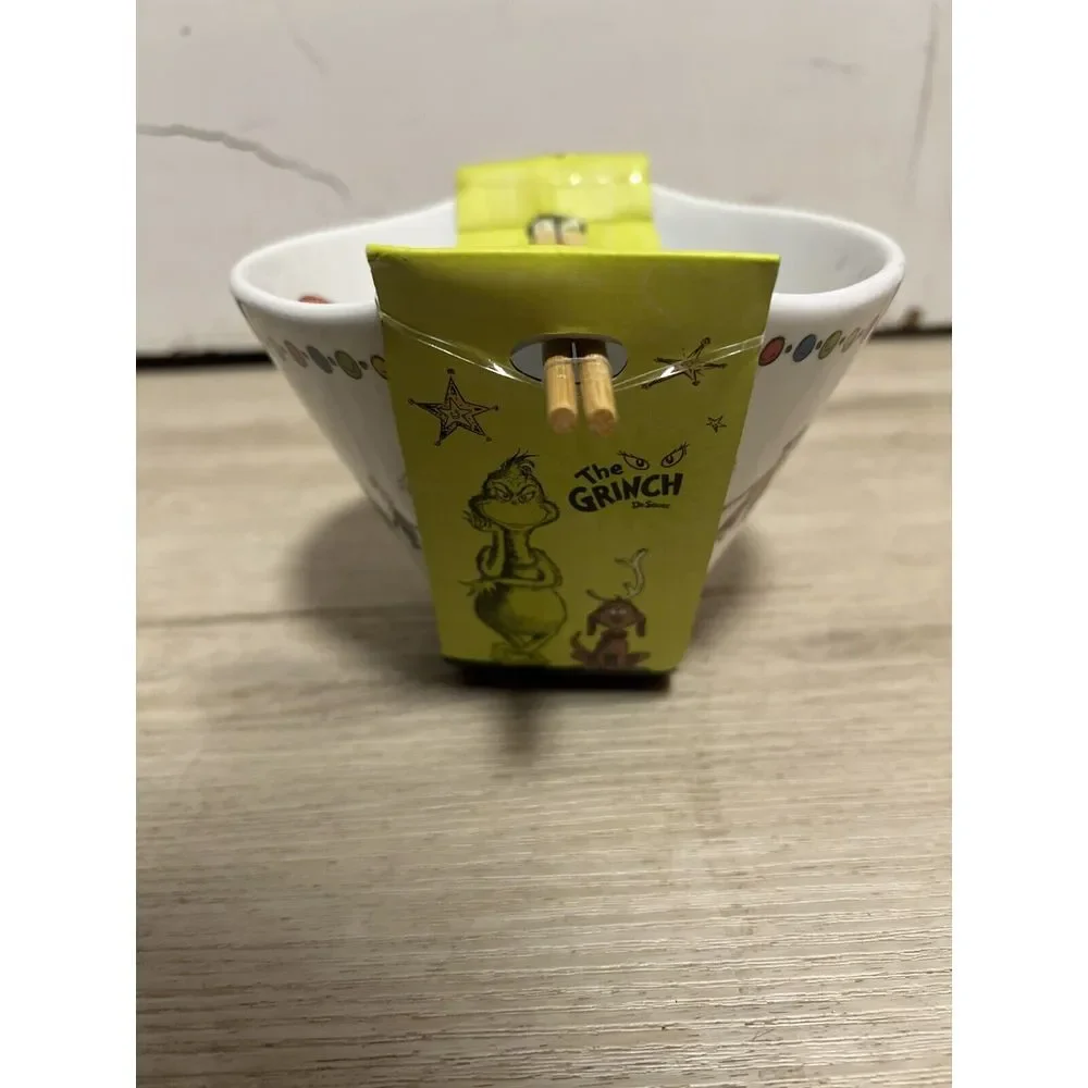 Dr. Seuss The Grinch 20oz Ramen Noodle Bowl‎ With 6in Chopsticks Christmas